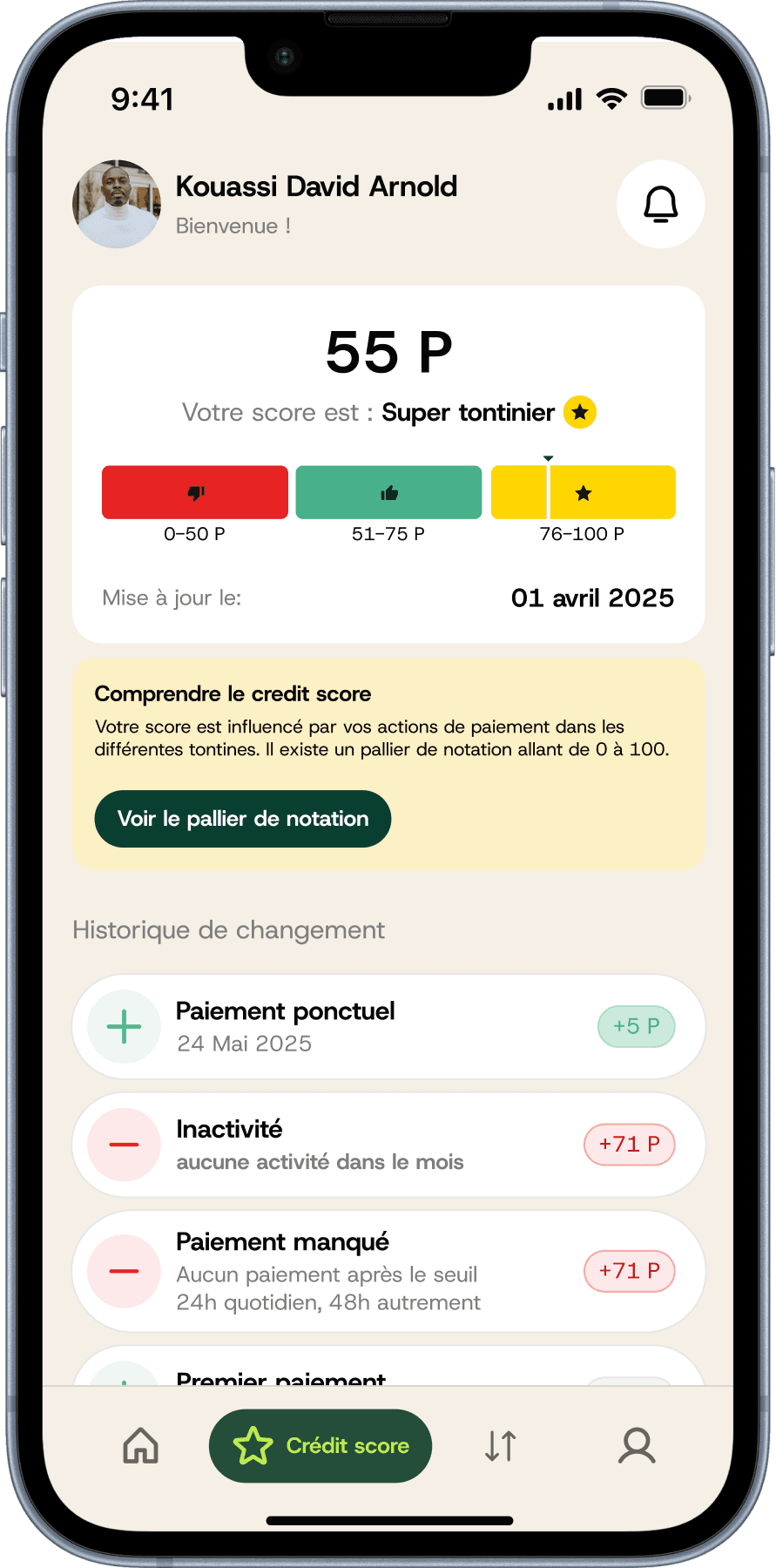 Soyez régulier votre score vous donnes des avantages.